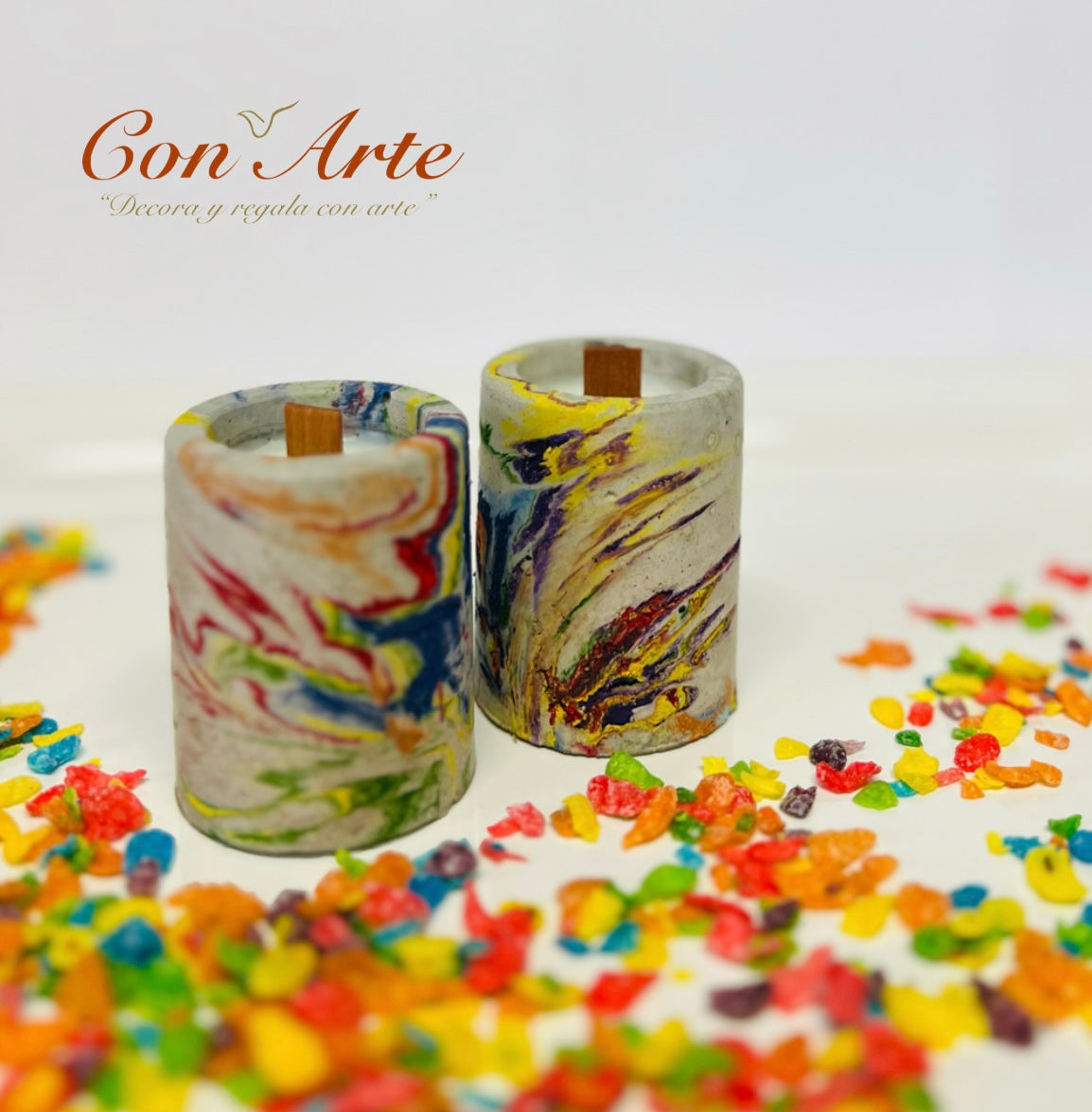 Rainbow Promises "Fruity Pebbles" HANDMADE CONCRETE MINI CANDLES