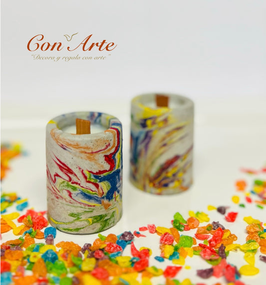 Rainbow Promises "Fruity Pebbles" HANDMADE CONCRETE MINI CANDLES